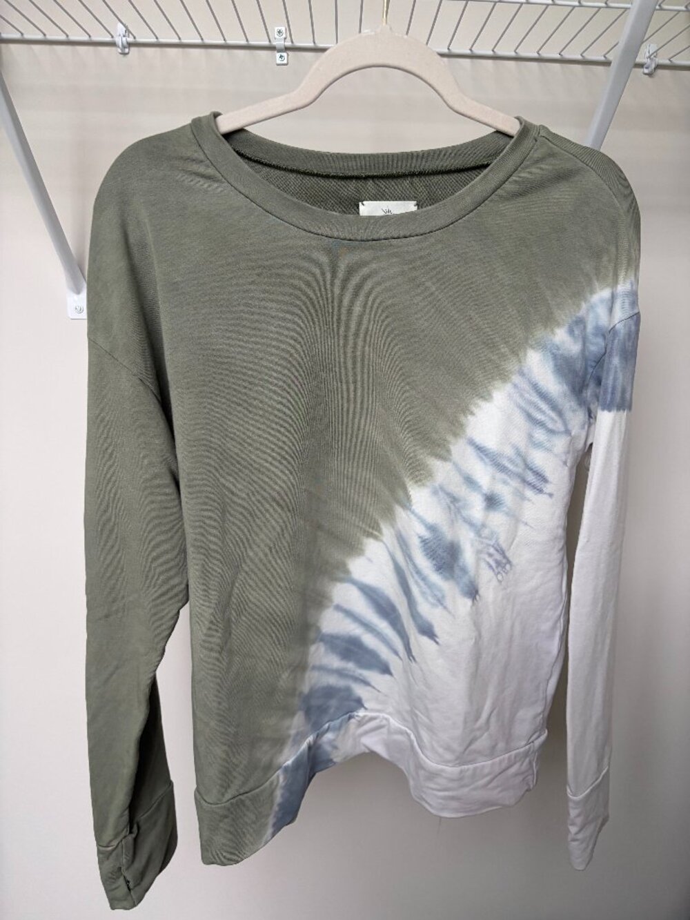 Aerie OFFLINE Lightweight Tie-Dye Sweatshirt Small Green Blue White Soft Modal B
